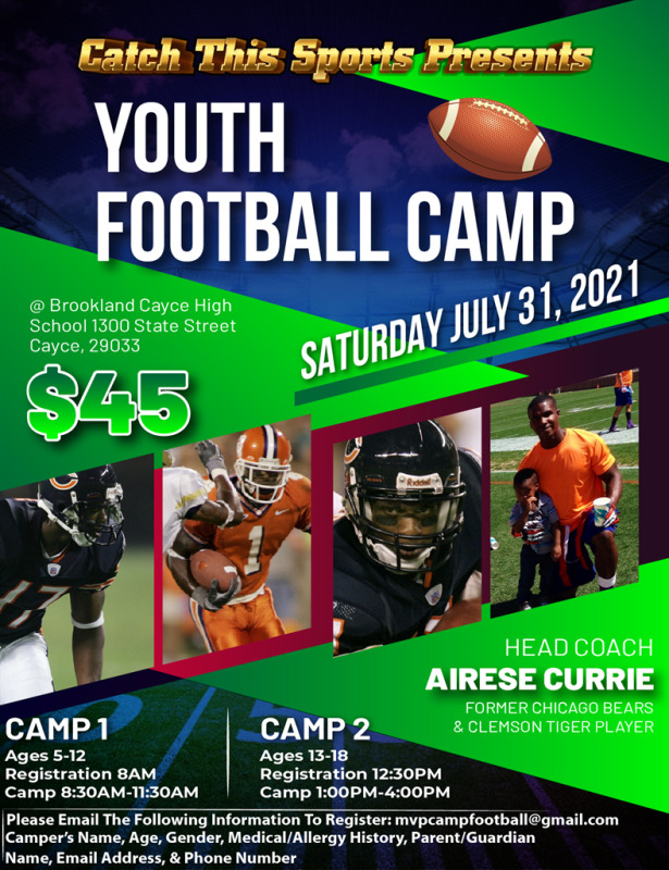 Coach Airese Currie Former Clemson Tiger & Chicago Bears Football Camp