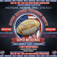 MARCH MAYHEM/BRAGGING RIGHTS YOUTH CHAMPIONSHIP - SUPER WEEKENDS (2 DAY PLAY) 7V7, 5V5, TACKLE