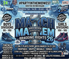MARCH MAYHEM SPRING SERIES (1 DAY PLAY OPTION) - $750 CASH PRIZE TACKLE & 7 ON 7 DIVISIONS
