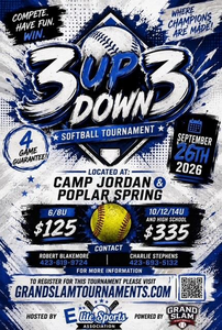 9/26 ESA 3 UP 3 DOWN @CAMP JORDAN/POPLAR SPRINGS PARK  Venues