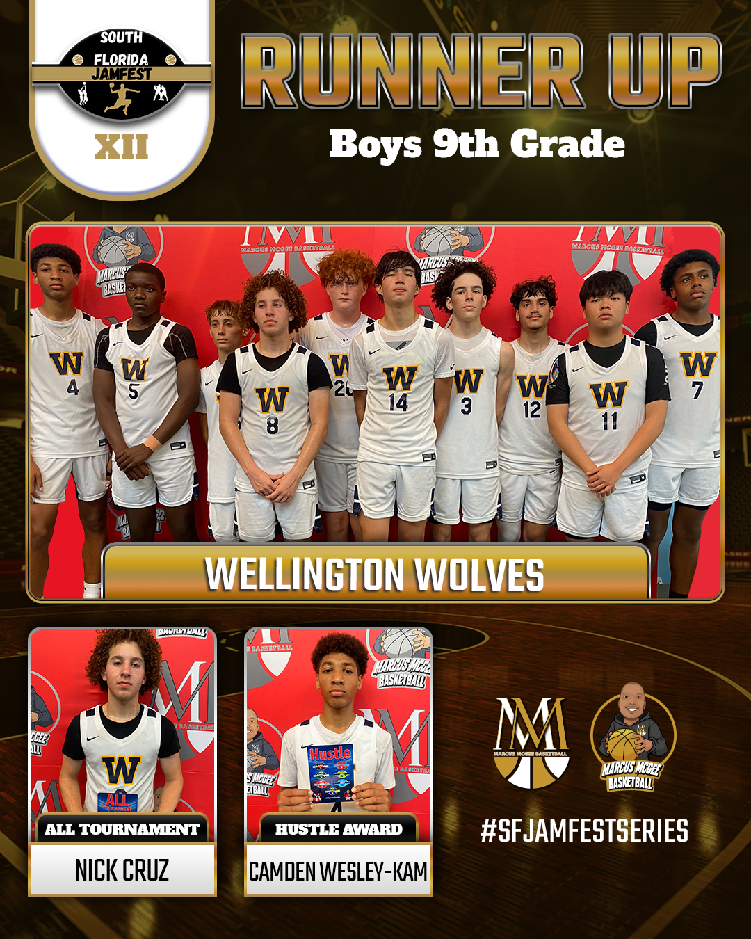 Championship - RUNNER UPS - Wellington Wolves 9th Grade Gold
