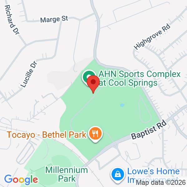AHN SPORTS COMPLEX at Cool Springs Map